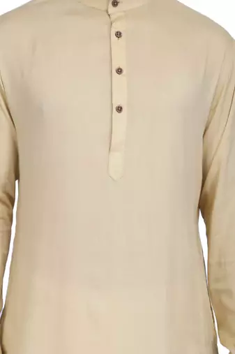 Yellow rayon kurta with white cotton dhoti style salwar