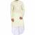 Light yellow rayon kurta paired with white cotton dhoti style salwar
