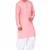 Pink rayon kurta with white cotton dhoti style salwar