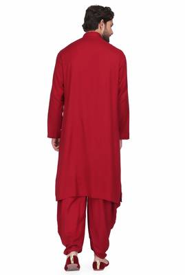 Maroon rayon kurta paired with maroon rayon dhoti style salwar 3