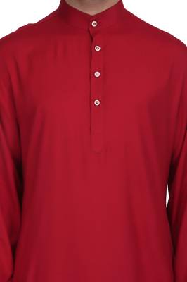 Maroon rayon kurta paired with maroon rayon dhoti style salwar 4