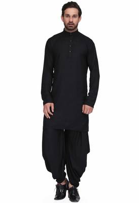 Black rayon kurta paired with rayon dhoti style salwar 1