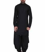 Black rayon kurta paired with rayon dhoti style salwar