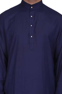 Blue rayon kurta paired with white cotton dhoti style salwar 4