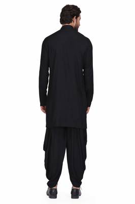 Black rayon kurta paired with rayon dhoti style salwar 3