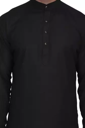 Black rayon kurta paired with rayon dhoti style salwar