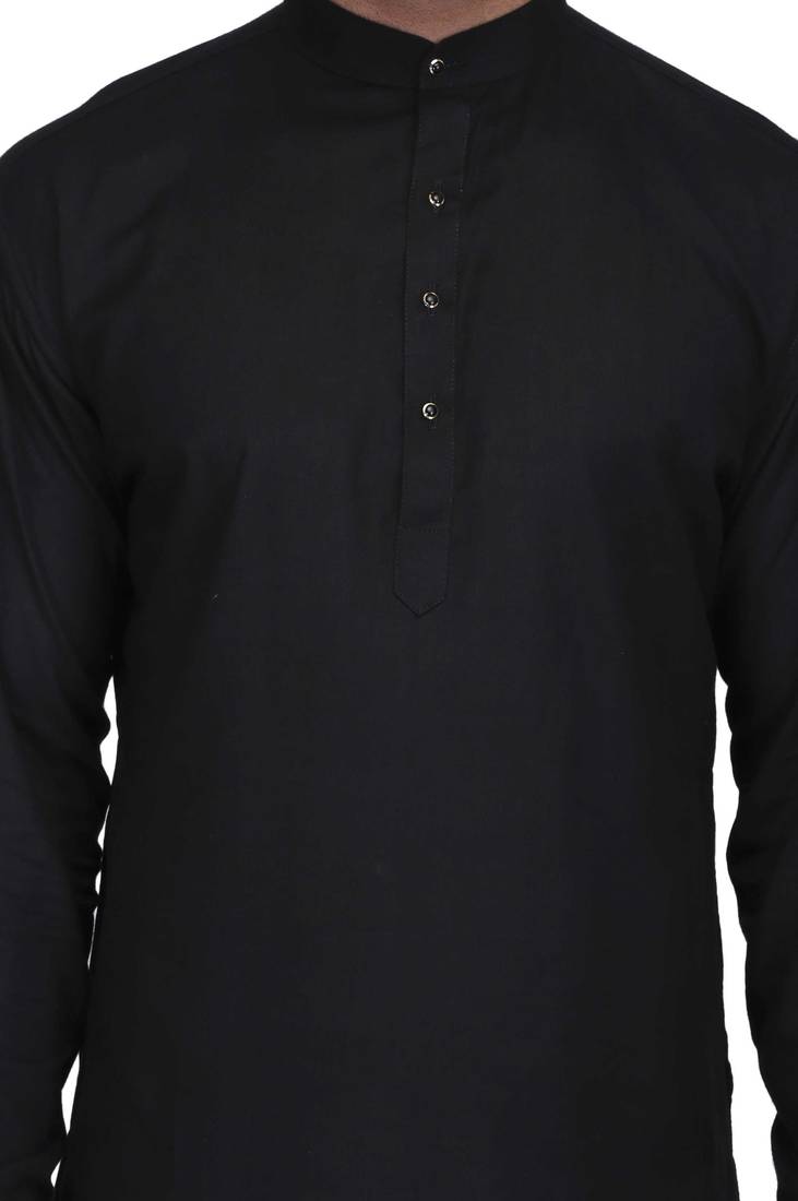 Black rayon kurta paired with rayon dhoti style salwar