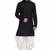 Black rayon kurta paired with white cotton dhoti style salwar