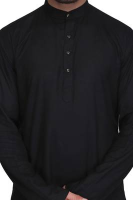 Black rayon kurta paired with white cotton dhoti style salwar 4