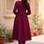 Women's Long Flared V-Neck with Button Details Anarkali shape Empire Waist,Kurta Pant Set