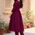 Women's Long Flared V-Neck with Button Details Anarkali shape Empire Waist,Kurta Pant Set