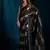 Black color satin silk blend with foil patta & zircon handwork border saree
