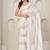 White color satin silk with foil patta & zircon handwork border saree