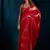Rani color satin silk with foil patta & zircon handwork border saree