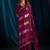 Wine color satin silk with foil patta & zircon handwork border saree