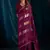 Wine color satin silk with foil patta & zircon handwork border saree