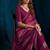 Wine color satin silk with foil patta & zircon handwork border saree