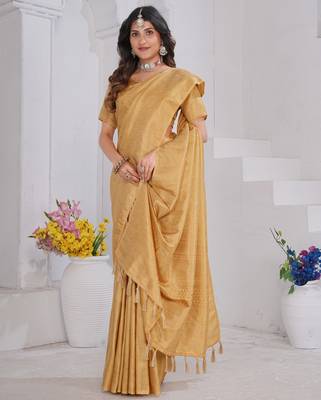 Yellow Pure Kanjeevaram Silk Rose Floral Woven Zari Design Saree With Blouse 2
