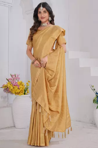 Yellow Pure Kanjeevaram Silk Rose Floral Woven Zari Design Saree With Blouse