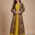 Latest designer ethnic wear yellow dress with long printed jacket for women