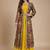 Latest designer ethnic wear yellow dress with long printed jacket for women
