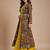 Latest designer ethnic wear yellow dress with long printed jacket for women