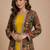 Latest designer ethnic wear yellow dress with long printed jacket for women