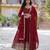 Maroon faux blooming embroidered anarkali set with dupatta