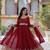 Maroon faux blooming embroidered anarkali set with dupatta