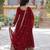 Maroon faux blooming embroidered anarkali set with dupatta