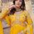 Yellow faux blooming embroidered anarkali set with dupatta