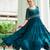 Teal faux blooming beads embroidered designer anarkali set