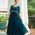 Teal faux blooming beads embroidered designer anarkali set