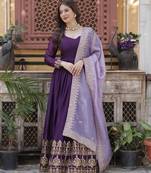Purple star georgette embroidered anarkali set with dupatta