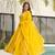 Yellow faux blooming embroidered anarkali set with dupatta