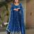 Blue chinon embroidered anarkali set with dupatta