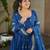 Blue chinon embroidered anarkali set with dupatta