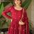 Maroon chinon embroidered anarkali set with dupatta