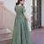 Sea green silver crunchy embroidered anarkali set with koti