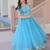 Sky blue gold crush embroidered designer anarkali set