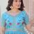Sky blue gold crush embroidered designer anarkali set