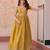 Mustard gold crush embroidered designer anarkali set