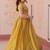 Mustard gold crush embroidered designer anarkali set