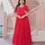 Red faux blooming beads embroidered designer anarkali set