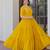 Yellow faux blooming beads embroidered designer anarkali set