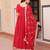 Red faux blooming embroidered anarkali set with dupatta