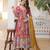 Multicolor russian silk embroidered anarkali set with dupatta