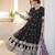 Black faux georgette embroidered anarkali set with dupatta