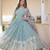 Sky blue faux georgette embroidered anarkali set with dupatta