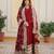 Maroon faux blooming embroidered anarkali set with dupatta